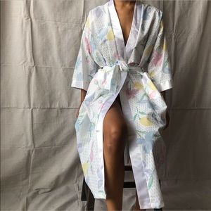 Vintage floral belted robe medium spring tones